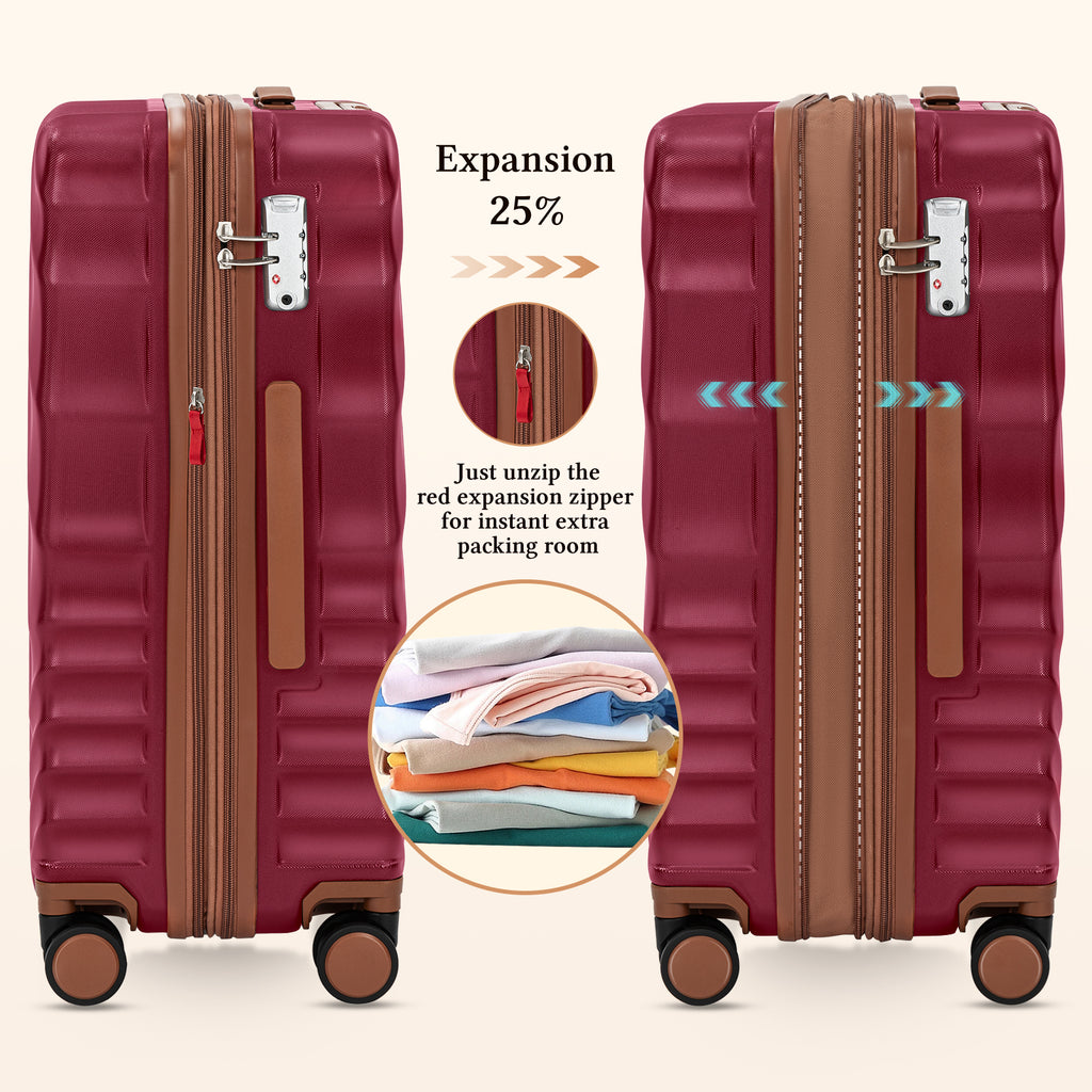 Rosamo 6 Piece Hardshell Luggage Set, Lightweight Expandable Suitcases with Spinner Wheels, TSA Lock, Durable ABSLuggage Sets for Travel；Red