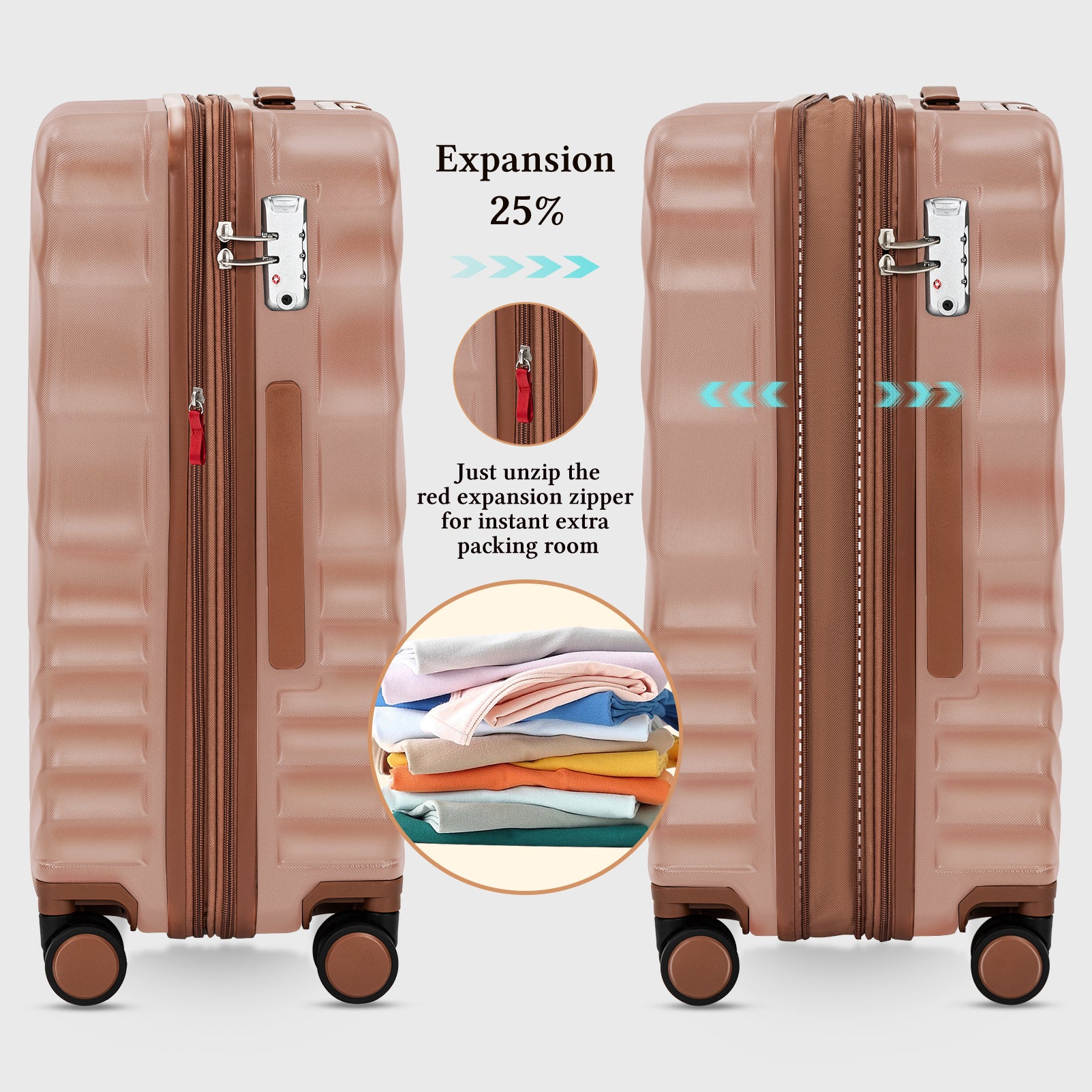 Rosamo 6 Piece Hardshell Luggage Set, Lightweight Expandable Suitcases with Spinner Wheels, TSA Lock, Durable ABSLuggage Sets for Travel；Pink
