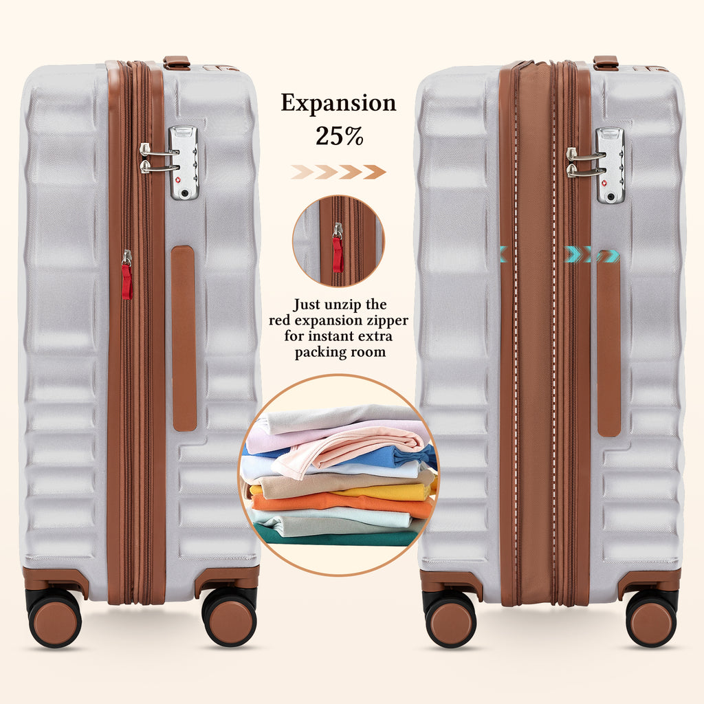 Rosamo 6 Piece Hardshell Luggage Set, Lightweight Expandable Suitcases with Spinner Wheels, TSA Lock, Durable ABSLuggage Sets for Travel；Silver