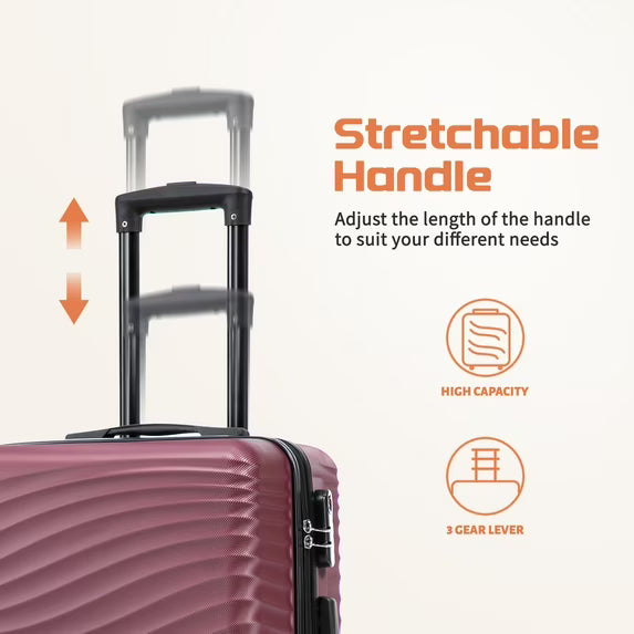 Rosamo Luggage Sets 3 Piece, HardsideTravel Suitcase with Spinner Wheels 20/24/28" , Carry on Luggage with TSA Lock(Red)