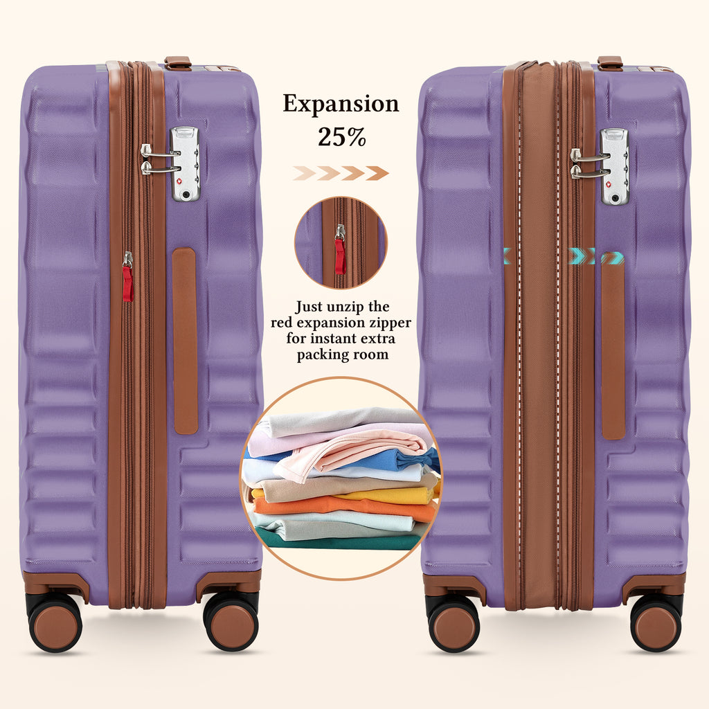 Rosamo 6 Piece Hardshell Luggage Set, Lightweight Expandable Suitcases with Spinner Wheels, TSA Lock, Durable ABSLuggage Sets for Travel；Purple