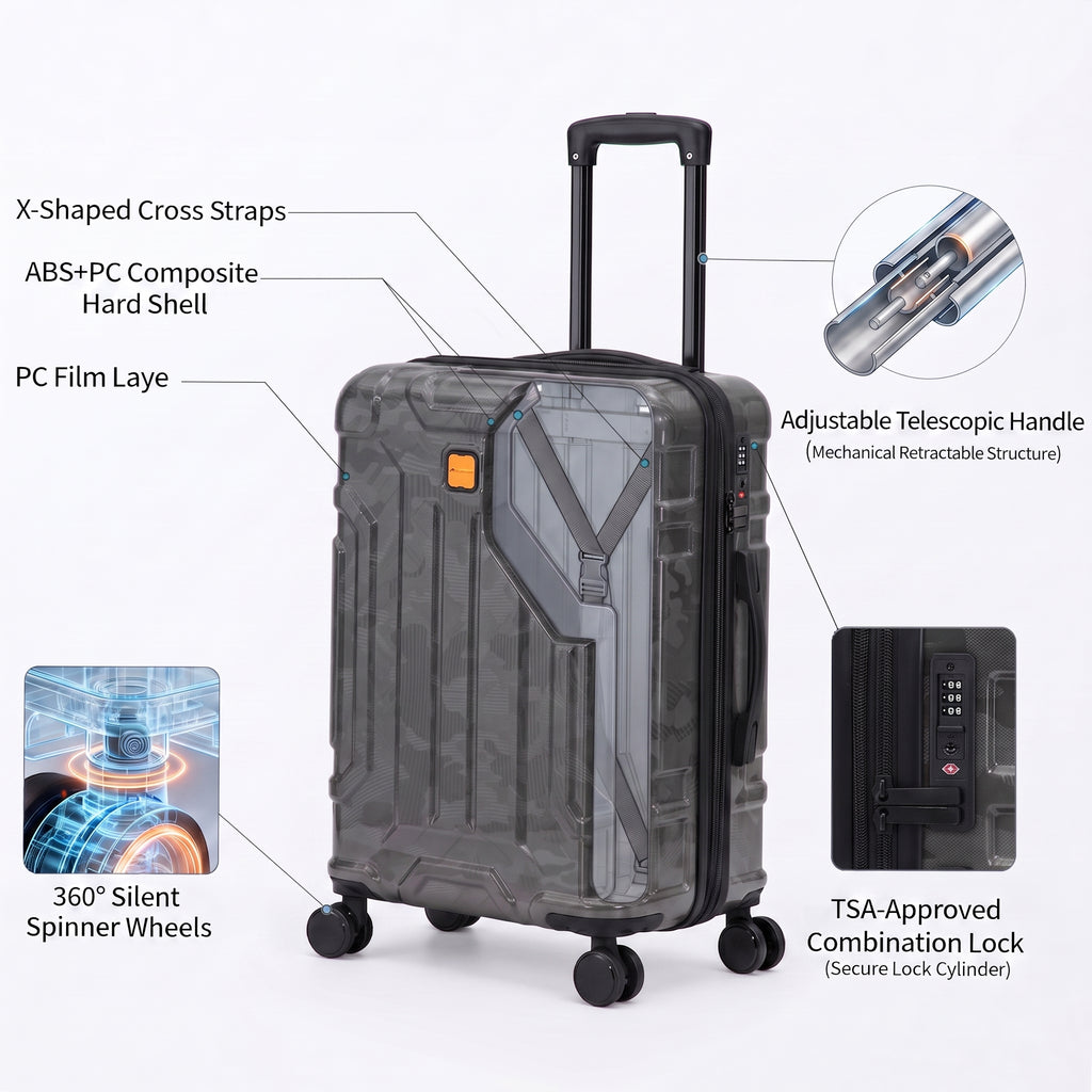 Rosamo 5-Piece Luggage Set,Expandable Hardside Spinner Suitcases with TSA Lock,20/24/28 Inch Lightweight Suitcase,Sports Handbags and Toiletries Bags