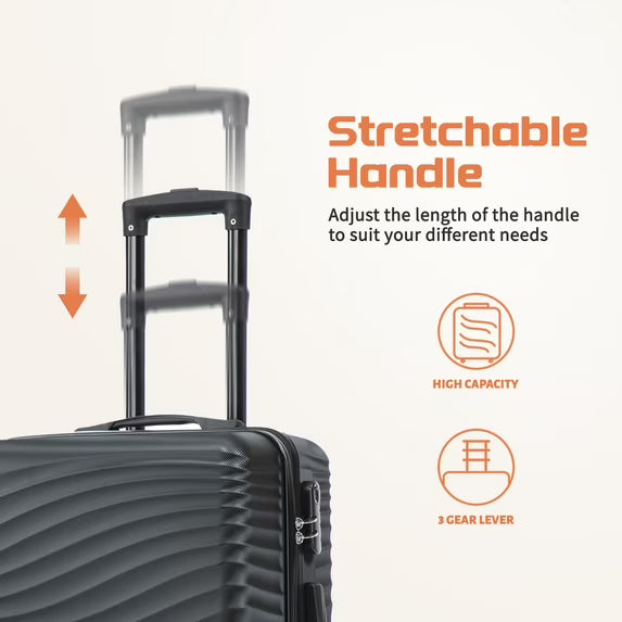 Rosamo Luggage Sets 3 Piece, HardsideTravel Suitcase with Spinner Wheels 20/24/28" , Carry on Luggage with TSA Lock(Black)