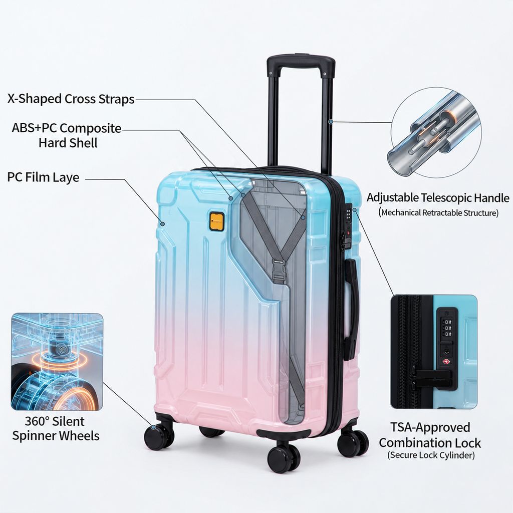 Rosamo 5-Piece Luggage Set,Expandable Hardside Spinner Suitcases with TSA Lock,20/24/28 Inch Lightweight Suitcase,Sports Handbags and Toiletries Bags