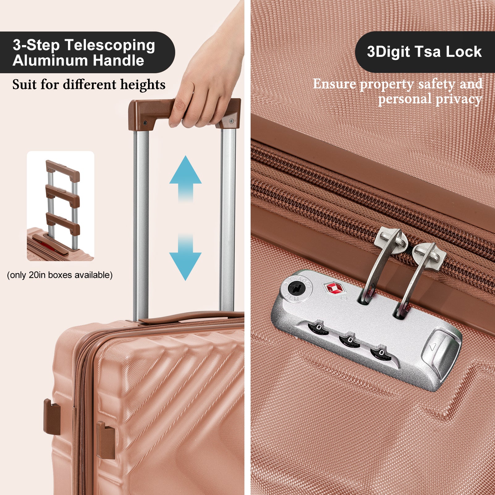 Rosamo 5 Piece Expandable Hard Shell Luggage,20/24/28 Inch Lightweight Suitcase with TSA Lock Spinner Wheel and Travel Bag,PC+ABS Material