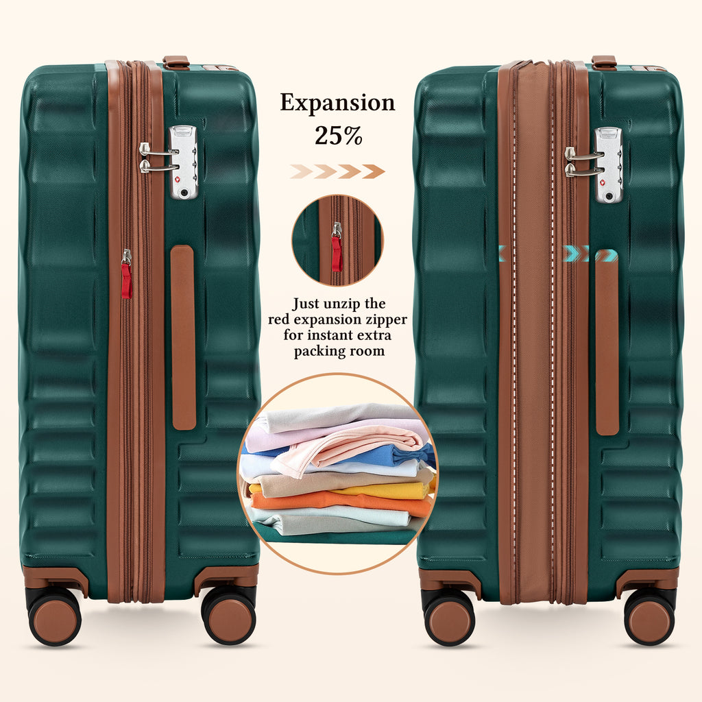 Rosamo 6 Piece Hardshell Luggage Set, Lightweight Expandable Suitcases with Spinner Wheels, TSA Lock, Durable ABSLuggage Sets for Travel；Dark Green