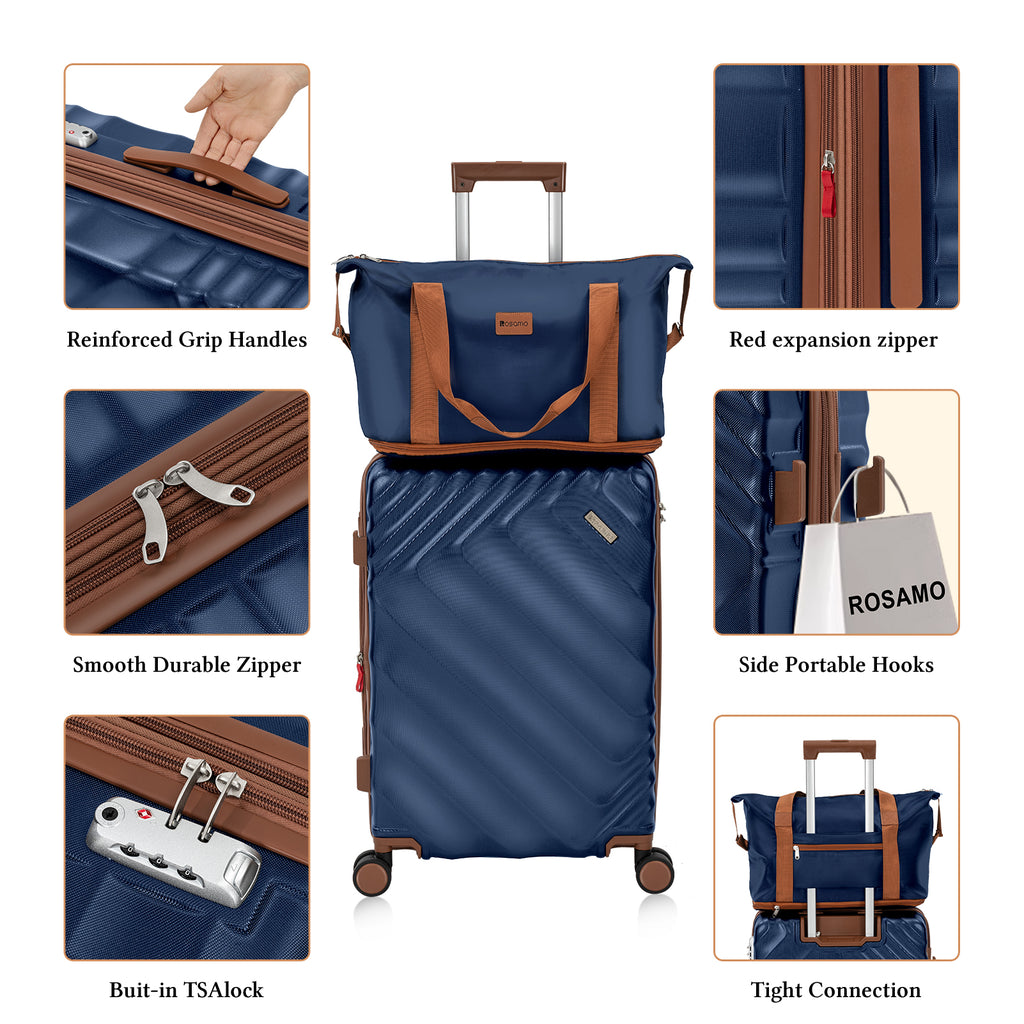 Rosamo 6 Piece Hardshell Luggage Set, Lightweight Expandable Suitcases with Spinner Wheels, TSA Lock, Durable ABS Luggage Sets for Travel,Dark Blue