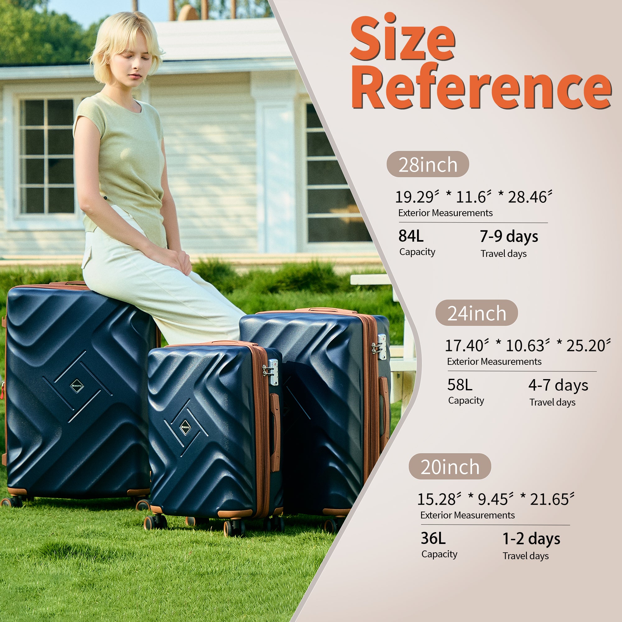 Rosamo 10 Piece Luggage Set, Expandable ABS Hardshell Luggage, Travel Suitcase Eet With Rotating Wheels And TSA Lock