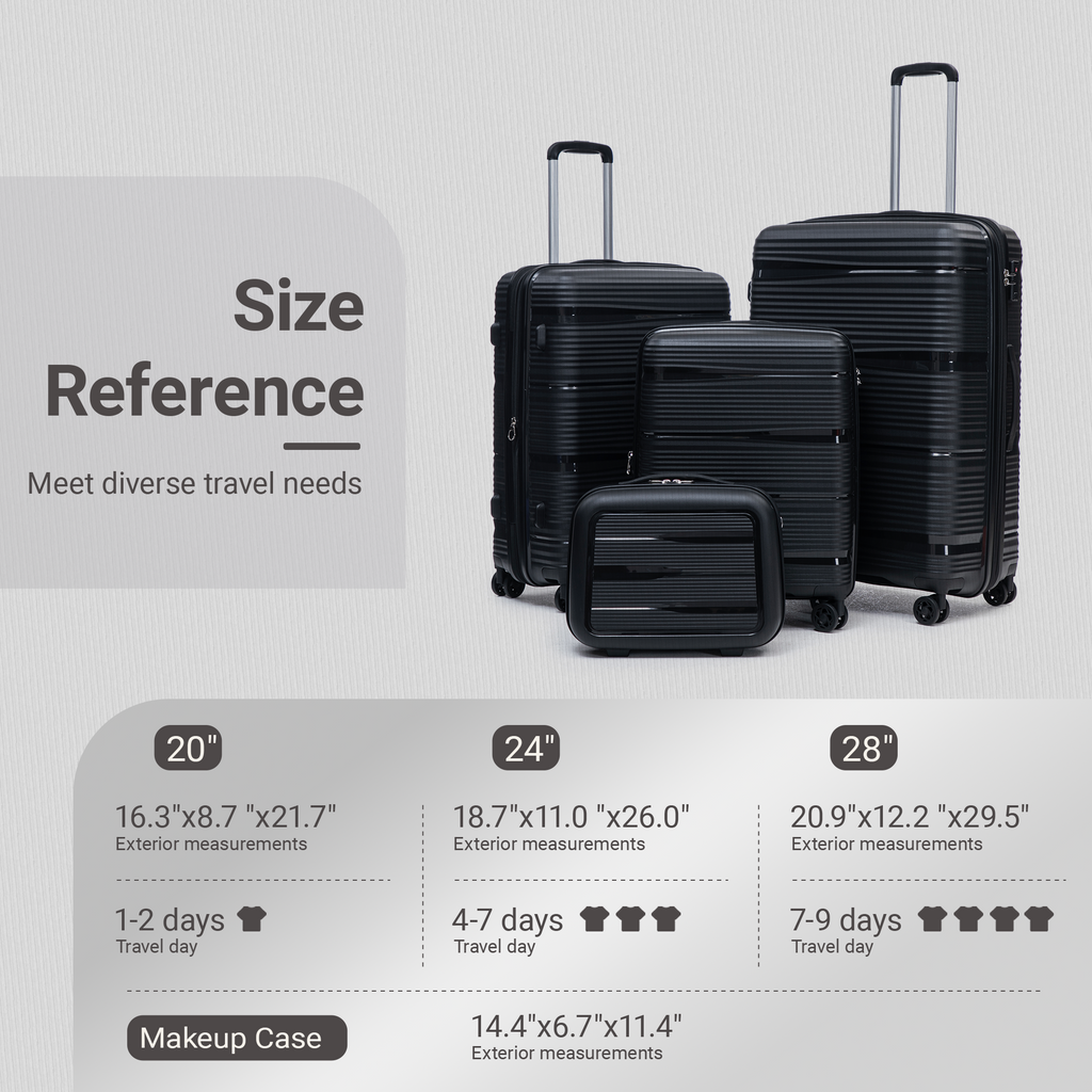 Rosamo 4-Piece Hardside Luggage Set, Expandable Rotating Luggage Compartment With TSA Lock, Lightweight Rolling Luggage Set