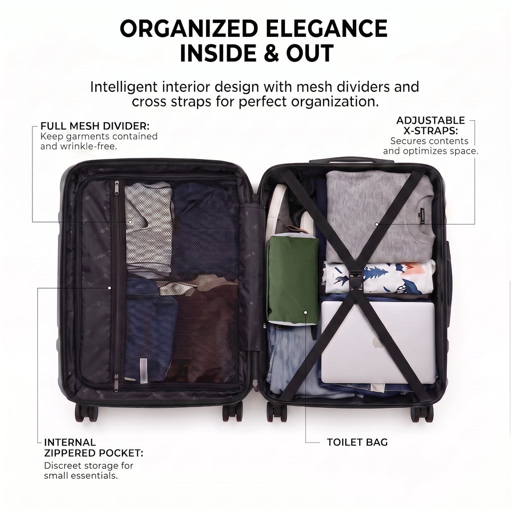 Rosamo 5-Piece Luggage Set,Expandable Hardside Spinner Suitcases with TSA Lock,20/24/28 Inch Lightweight Suitcase,Sports Handbags and Toiletries Bags