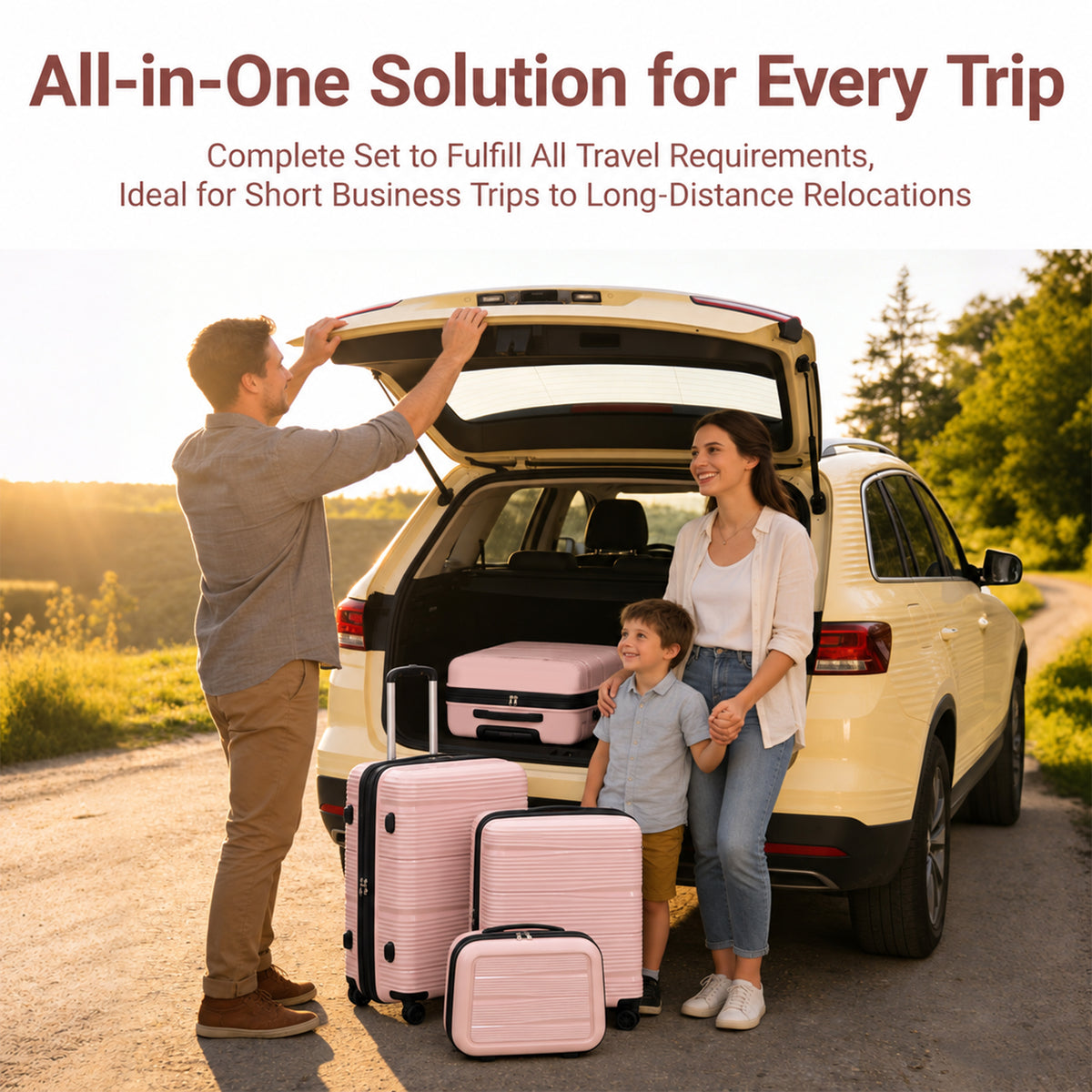 Rosamo 4 Piece Expandable Luggage Set,with TSA Lock and Swivel Wheels,PP Material Anti Fall and Anti Crack Lightweight Suitcase Set