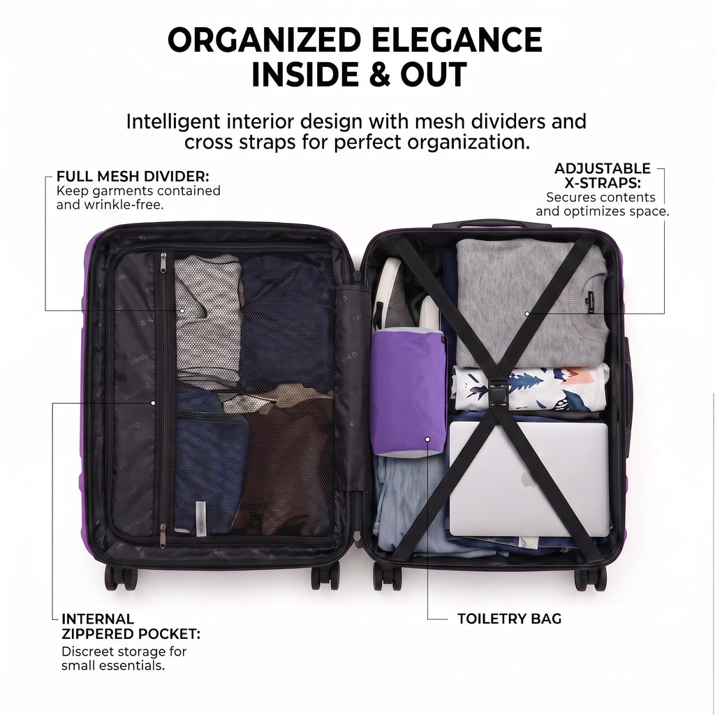 Rosamo 5-Piece Luggage Set,Expandable Hardside Spinner Suitcases with TSA Lock,20/24/28 Inch Lightweight Suitcase,Sports Handbags and Toiletries Bags