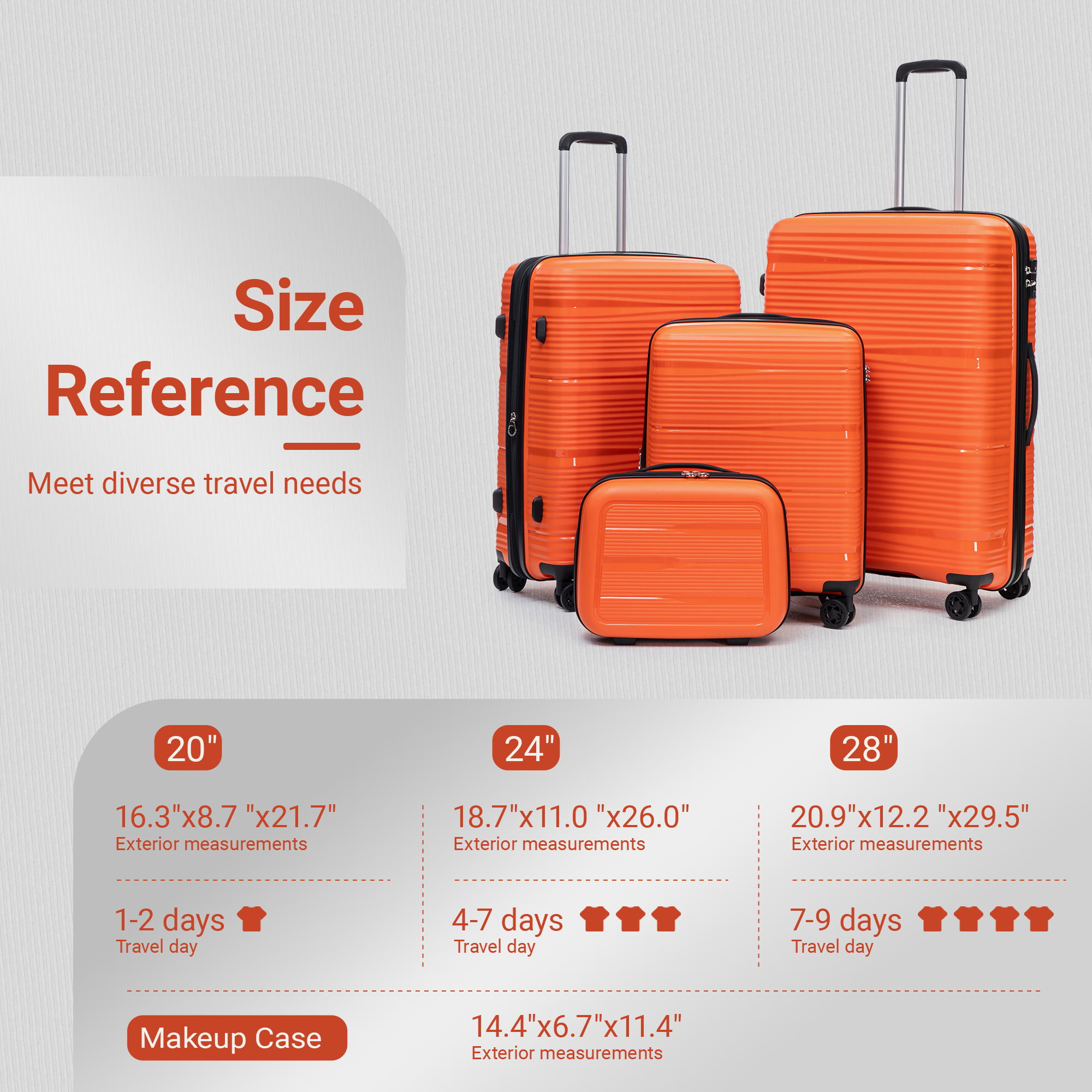 Rosamo 4-Piece Hardside Luggage Set, Expandable Rotating Luggage Compartment With TSA Lock, Lightweight Rolling Luggage Set