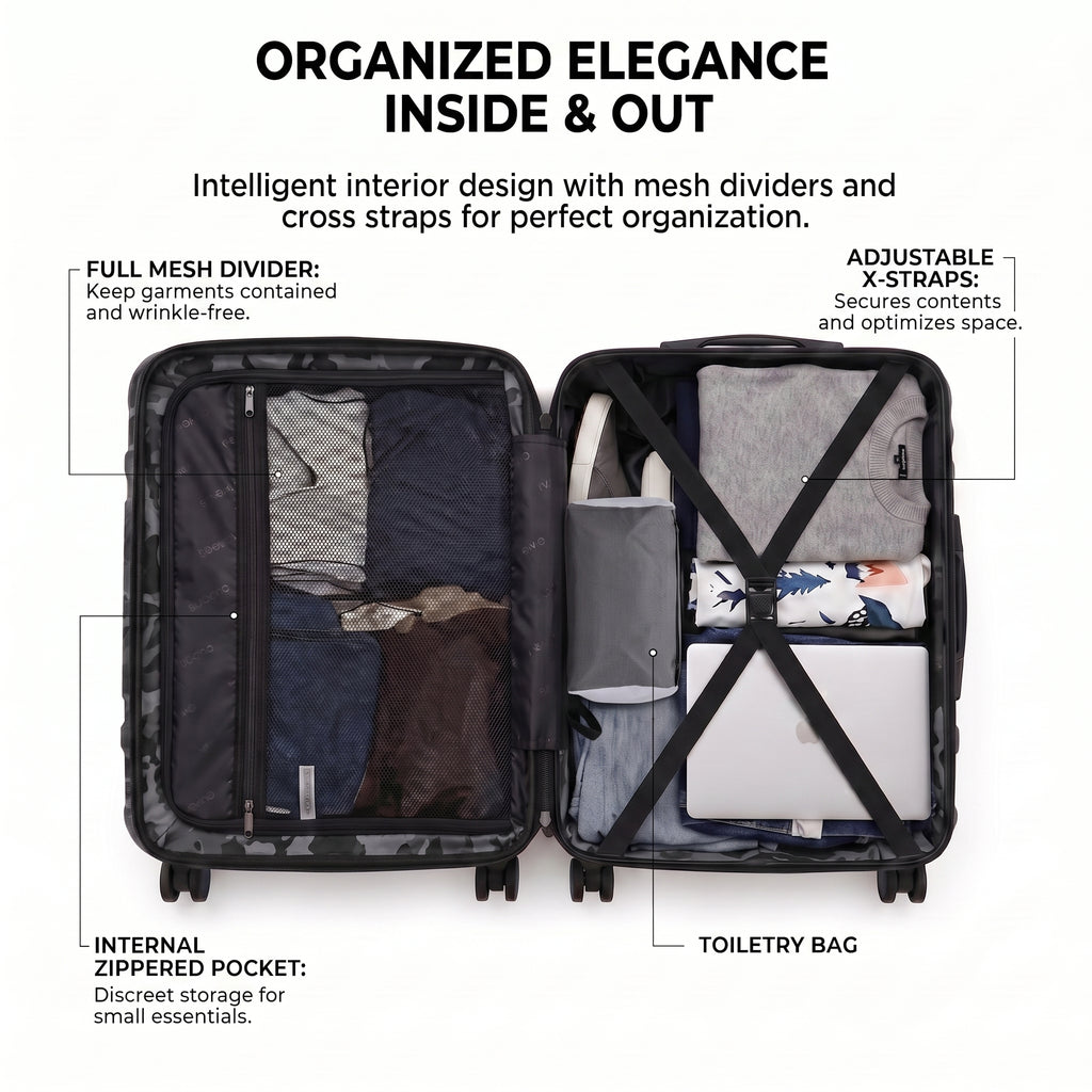 Rosamo 5-Piece Luggage Set,Expandable Hardside Spinner Suitcases with TSA Lock,20/24/28 Inch Lightweight Suitcase,Sports Handbags and Toiletries Bags