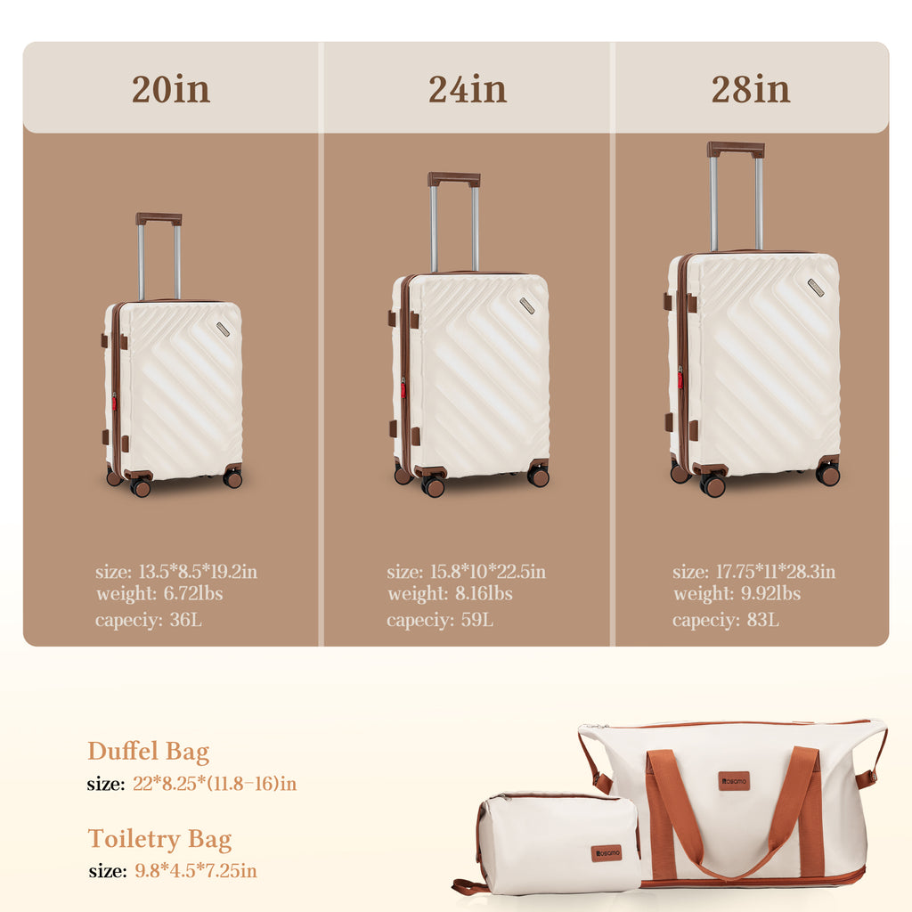 Rosamo 5 Piece Expandable Hard Shell Luggage,20/24/28 Inch Lightweight Suitcase with TSA Lock Spinner Wheel and Travel Bag,PC+ABS Material