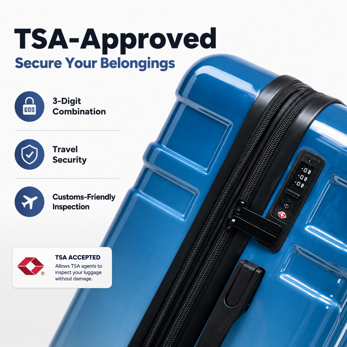 Rosamo 5-Piece Luggage Set,Expandable Hardside Spinner Suitcases with TSA Lock,20/24/28 Inch Lightweight Suitcase,Sports Handbags and Toiletries Bags