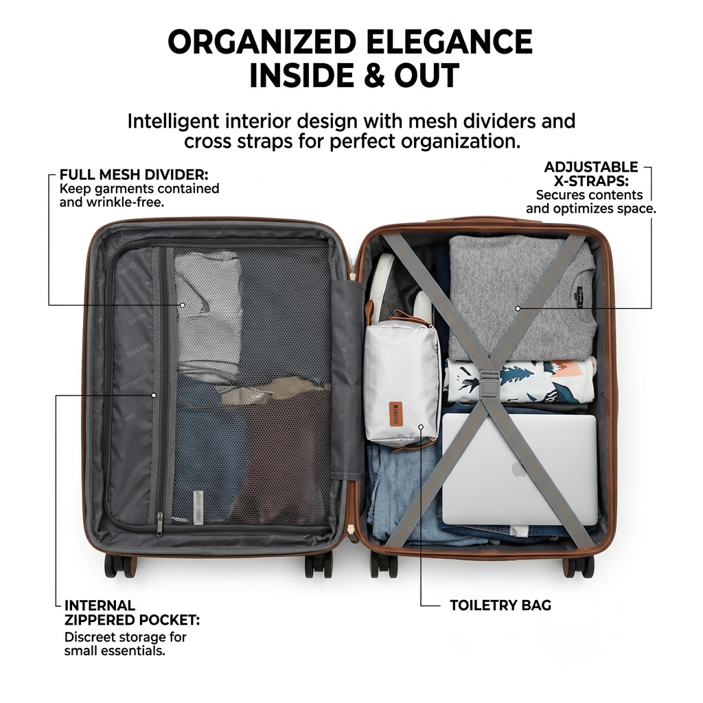 Rosamo 6 Piece Hardshell Luggage Set, Lightweight Expandable Suitcases with Spinner Wheels, TSA Lock, Durable ABS Luggage Sets for Travel,Silver