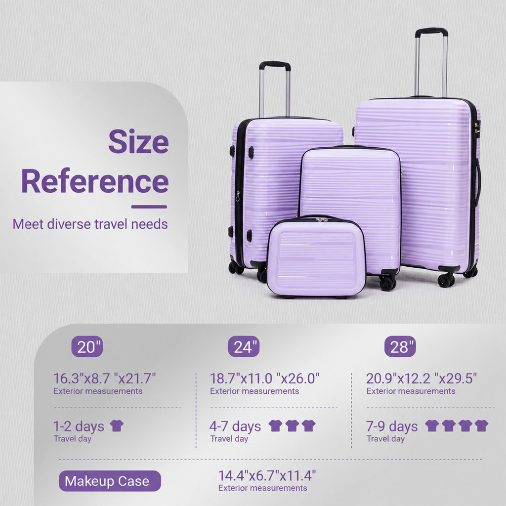 Rosamo 4 Piece Expandable Luggage Set,with TSA Lock and Swivel Wheels,PP Material Anti Fall and Anti Crack Lightweight Suitcase Set