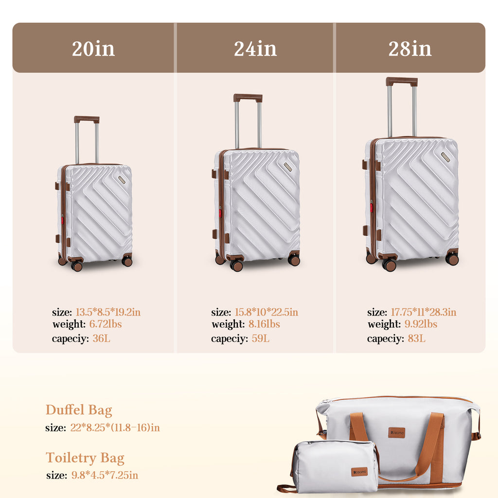 Rosamo 5 Piece Expandable Hard Shell Luggage,20/24/28 Inch Lightweight Suitcase with TSA Lock Spinner Wheel and Travel Bag,PC+ABS Material