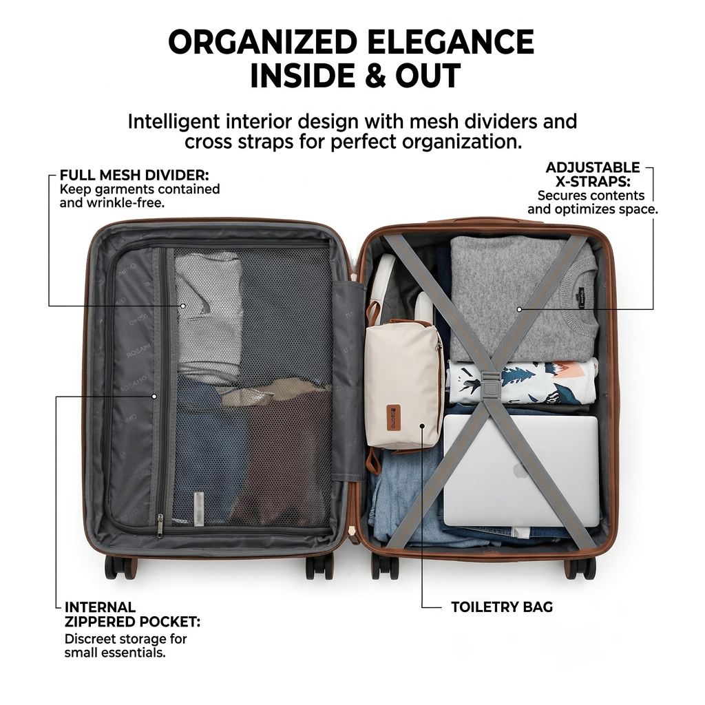 Rosamo 6 Piece Hardshell Luggage Set, Lightweight Expandable Suitcases with Spinner Wheels, TSA Lock, Durable ABS Luggage Sets for Travel,Beige
