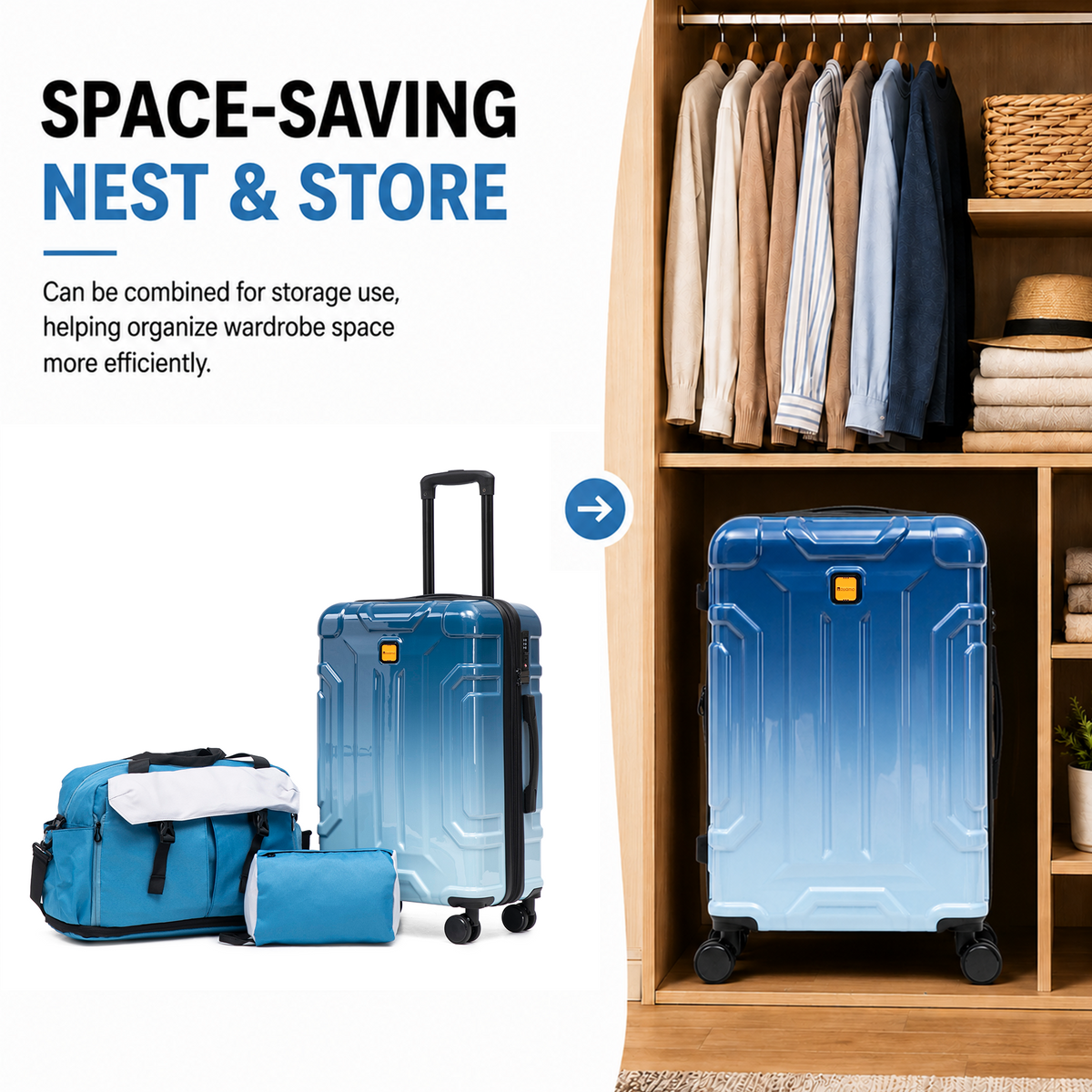 Rosamo 5-Piece Luggage Set,Expandable Hardside Spinner Suitcases with TSA Lock,20/24/28 Inch Lightweight Suitcase,Sports Handbags and Toiletries Bags
